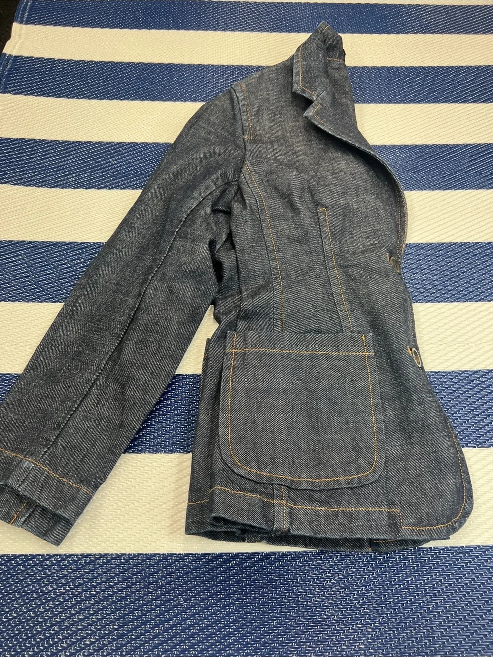 GAP Dark Wash Denim Blazer Jacket Women’s Structured Jean Jacket Sz 8 - Picture 3 of 11